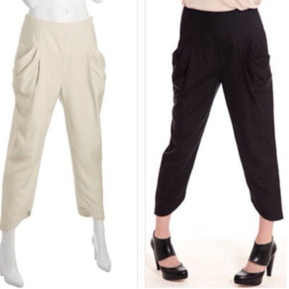 Loeffler Randall draped silk pants black‎